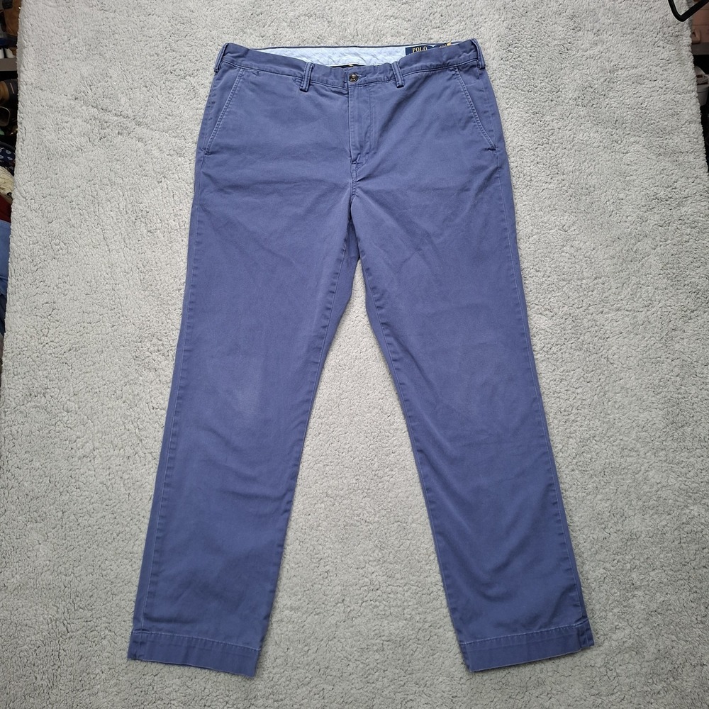 Polo Ralph Lauren Blue Chino Pants Mens 36x31* Straight Fit Stretch Fabric